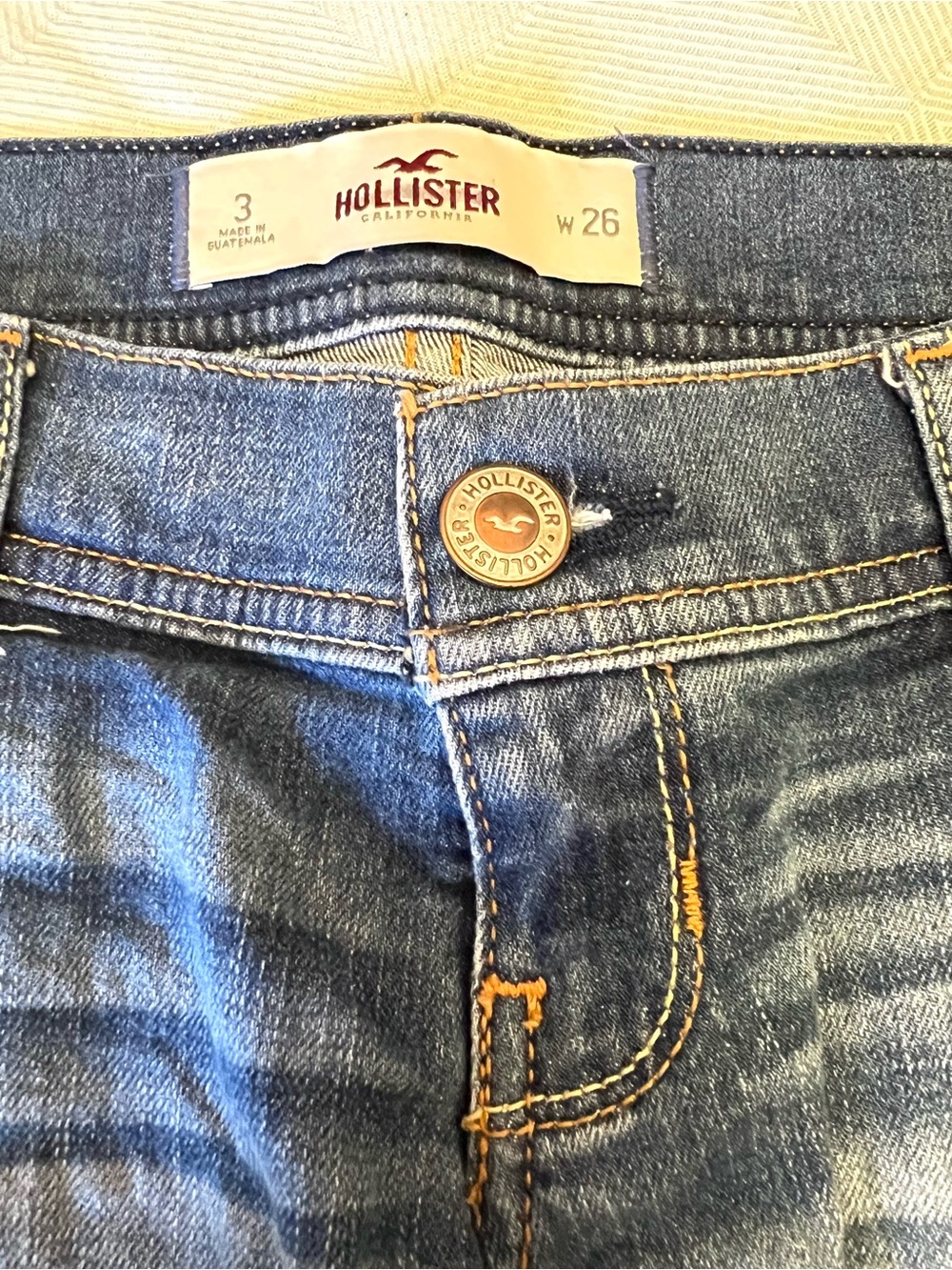 Hollister Dark Blue Distressed Denim Short Shorts Size 3/26 - Picture 3 of 5